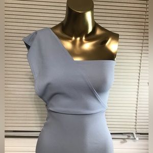 Pretty Little Thing NWT Dusty Blue One Shoulder Bodycon Dress Size 4 EU8